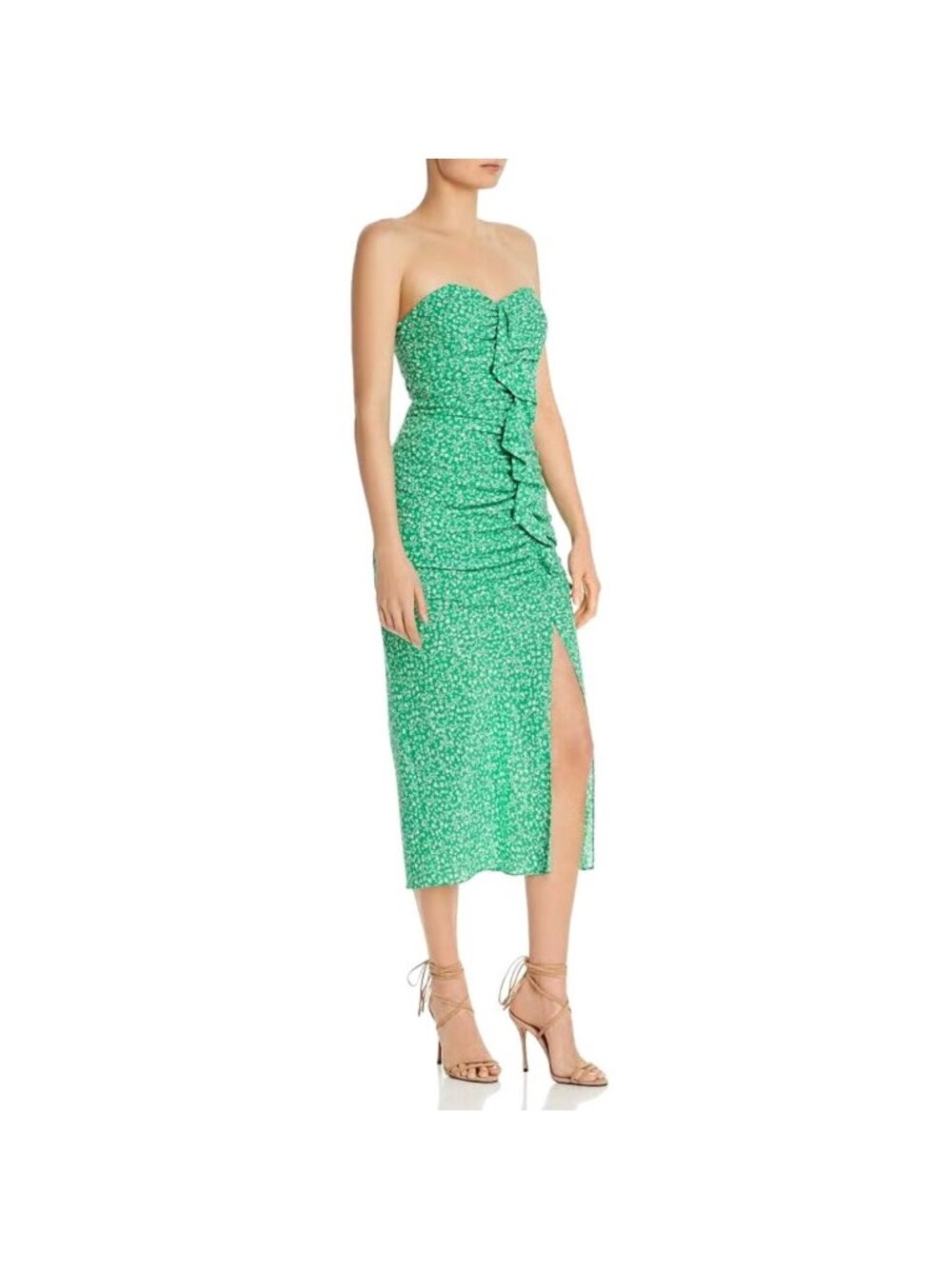 NWT Likely Jordana Floral Ali Strapless Ruffle Dress 6 Ditsy Print Midi Ruched